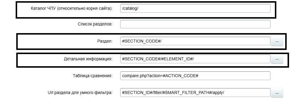 ЧПУ для элементов раздела ЧПУ для элементов раздела