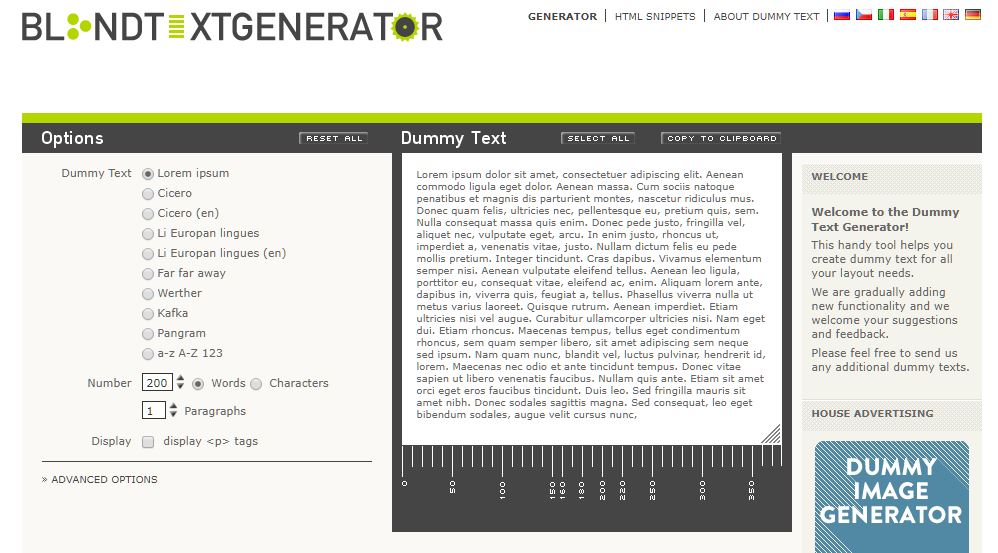 Blind text generator